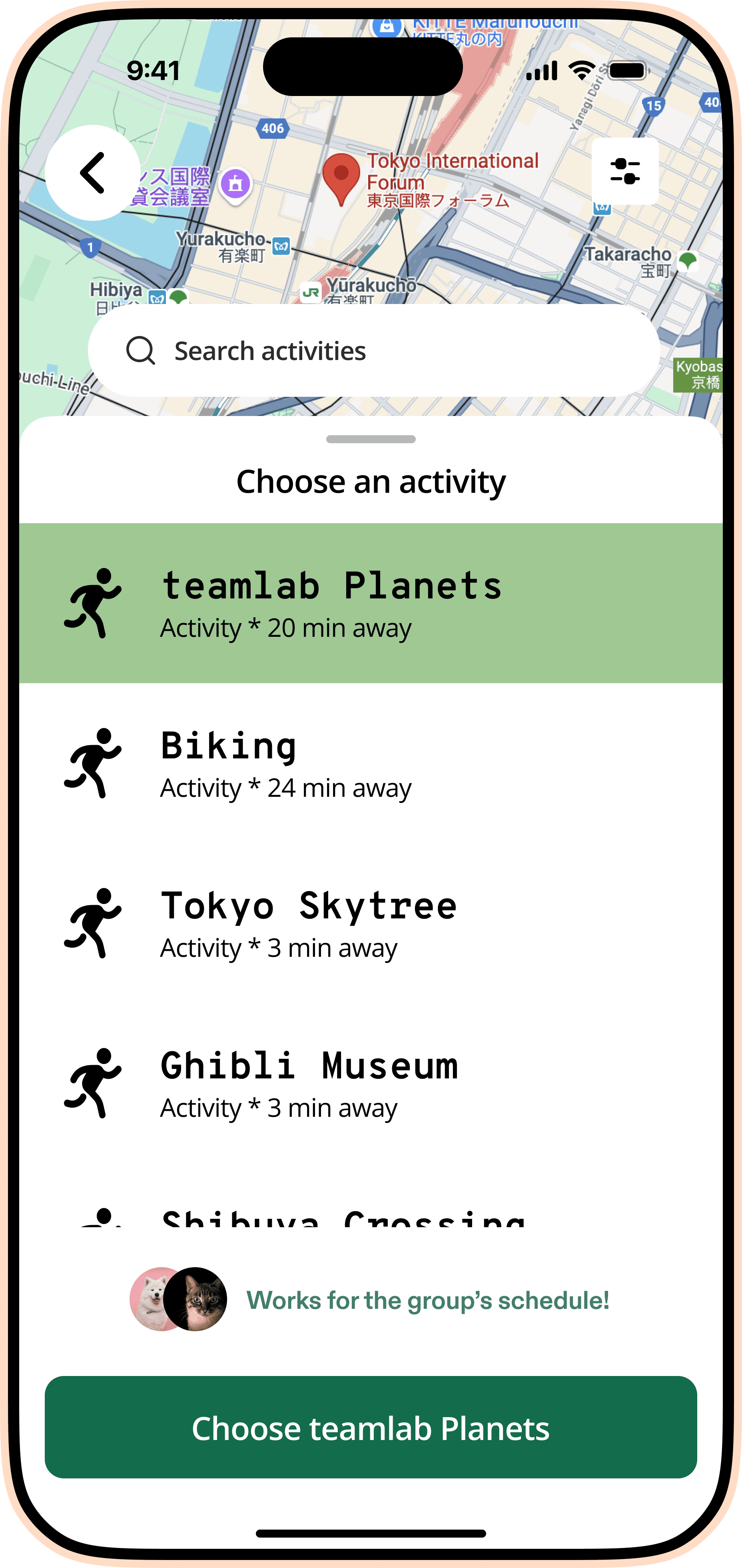 Activity app screen